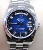 Rolex DayDate Polished Stainless Steel Blue Dial Mens Replica Watch
